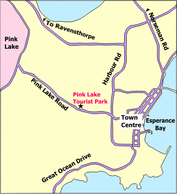 Location of Pink Lake Tourist & Caravan Park Accommodation in Esperance